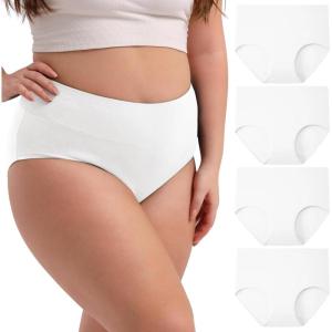 imageINNERSY Womens Plus Size XL5XL Cotton Underwear High Waisted Briefs Panties 4PackWhite
