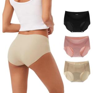 imageINNERSY Womens Seamless No Show Hipster Panties Invisible Light Underwear 3PackBlackBrick RedNude