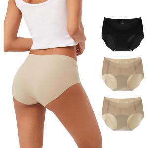 imageINNERSY Womens Seamless No Show Hipster Panties Invisible Light Underwear 3PackBlackNude