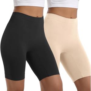 imageINNERSY Womens Slip Shorts for Under Dresses High Waisted Summer Shorts 3Pack2pack Black Nude