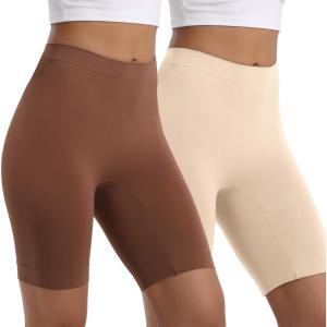 imageINNERSY Womens Slip Shorts for Under Dresses High Waisted Summer Shorts 3Pack2pack CafeLight Beige