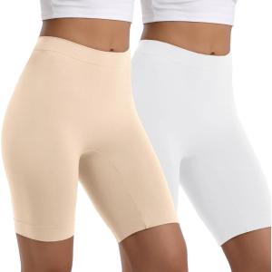 imageINNERSY Womens Slip Shorts for Under Dresses High Waisted Summer Shorts 3Pack2pack White Nude