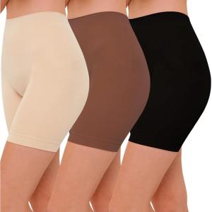 imageINNERSY Womens Slip Shorts for Under Dresses High Waisted Summer Shorts 3PackBlackCafeLight Beige