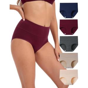 imageINNERSY Womens Underwear Cotton Briefs High Waisted Breathable Panties 5 PackBasic