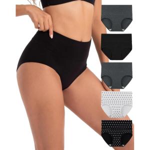 imageINNERSY Womens Underwear Cotton Briefs High Waisted Breathable Panties 5 PackDotsgray