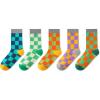 imageINNERSY Kids Boys Girls Cotton Socks Colorful Checkered Novelty Crew Socks for Teens 5 PairsCheckered Patterns B