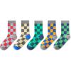 imageINNERSY Kids Boys Girls Cotton Socks Colorful Checkered Novelty Crew Socks for Teens 5 PairsCheckered Patterns a