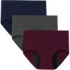 imageINNERSY Period Underwear for Women Leakproof High Waisted Menstrual Cotton Panties 3 PackDark Rednavygray
