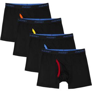imageINNERSY Boys Underwear Breathable Quick Dry Boxer Briefs with Fly for 618 Teen Boys 4 PackBlack