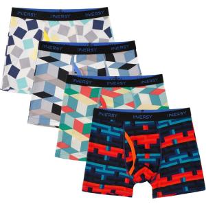 imageINNERSY Boys Underwear Breathable Quick Dry Boxer Briefs with Fly for 618 Teen Boys 4 PackGeometric Patterns