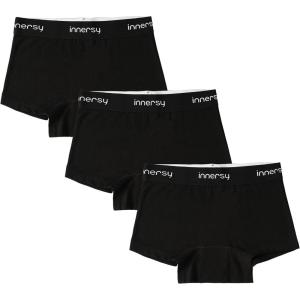 imageINNERSY Girls Boyshorts Underwear Cotton Period Panties for Teen 816 Backup Protection 3 Pack3 Black