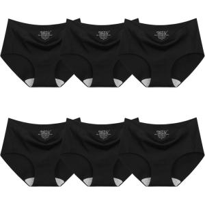 imageINNERSY Girls Underwear Seamless Breathable No Show Lightweight Panties 6PackSolid Black