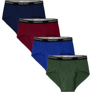 imageINNERSY Mens Cotton Underwear Classic Full Rise Briefs Open Fly Underwear 4PackClassic Retro Colors
