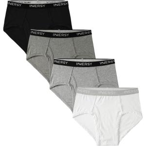 imageINNERSY Mens Cotton Underwear Classic Full Rise Briefs Open Fly Underwear 4PackPlain Basics