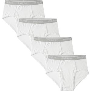 imageINNERSY Mens Cotton Underwear Classic Full Rise Briefs Open Fly Underwear 4PackWhite