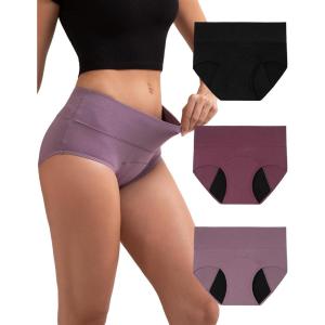 imageINNERSY Period Underwear for Women Leakproof High Waisted Menstrual Cotton Panties 3 PackMidnight Iris