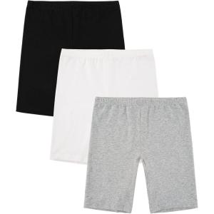 imageINNERSY Teen Girls Dance Bike Shorts Cotton Under Dress Shorts for Size 816 Pack of 3BlackWhiteGray