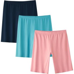 imageINNERSY Teen Girls Dance Bike Shorts Cotton Under Dress Shorts for Size 816 Pack of 3PinkGreenBlue