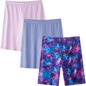 imageINNERSY Teen Girls Dance Bike Shorts Cotton Under Dress Shorts for Size 816 Pack of 3Starry SkyLight BluePurple