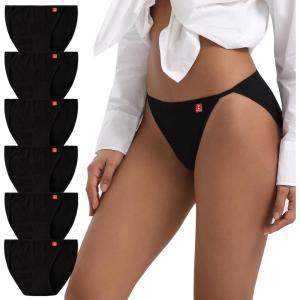 imageINNERSY Womens High Cut String Bikini Panties Stretchy Sexy Cotton Underwear 6PackBlack