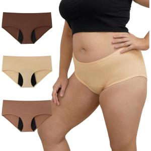 imageINNERSY Womens Plus Size Period Underwear Leakproof Menstrual Panties 3 PackCoffee Blend