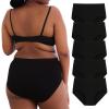 imageINNERSY Plus Size M5XL Big Curvy Woman Cotton Underwear High Waist Briefs 5PackBlack