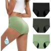imageINNERSY Womens Bamboo Viscose Heavy Flow Period Underwear High Waisted Leakproof Panties 3 PackBlackGaryGreen