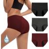 imageINNERSY Womens Bamboo Viscose Heavy Flow Period Underwear High Waisted Leakproof Panties 3 PackBlackGaryRed