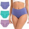imageINNERSY Womens Cotton Underwear High Waisted Panties Full Coverage Ladies Briefs 3PackMacaron