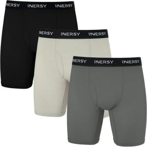imageINNERSY Mens 88quot Long Leg Mesh Breathable Boxer Briefs Anti Chafing Underwear 3 PackBlack Gray