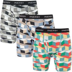 imageINNERSY Mens 88quot Long Leg Mesh Breathable Boxer Briefs Anti Chafing Underwear 3 PackGeometric