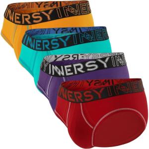 imageINNERSY Mens Cotton Briefs with Support Pouch MoistureWicking Sexy Underwear 4 PackAthletic Bright