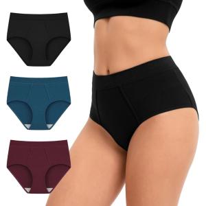 imageINNERSY Womens Cotton Underwear High Waisted Panties Full Coverage Ladies Briefs 3PackDark Vintage
