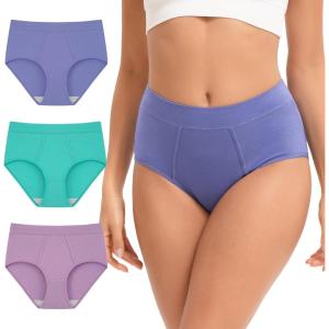 imageINNERSY Womens Cotton Underwear High Waisted Panties Full Coverage Ladies Briefs 3PackMacaron