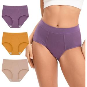 imageINNERSY Womens Cotton Underwear High Waisted Panties Full Coverage Ladies Briefs 3PackMid Autumn