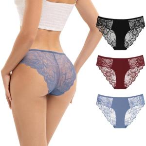 imageINNERSY Womens Lace Cheeky Bikini Underwear Soft Breathable Hipster Panties 3PackMidnight Fire
