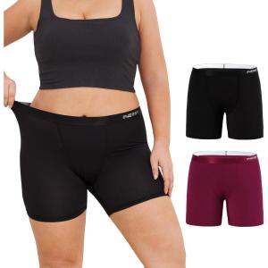imageINNERSY Womens Modal Plus Size 5quot Boxer Underwear Anti Chafing Boyshorts Panties 2PackBlackWine