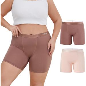 imageINNERSY Womens Modal Plus Size 5quot Boxer Underwear Anti Chafing Boyshorts Panties 2PackMocha Blush
