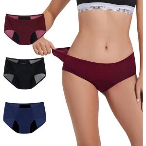 imageINNERSY Womens Period Underwear Hipster Teens Mesh Panties for Postpartum Menstrual 3PackBlue Night