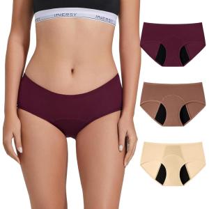 imageINNERSY Womens Period Underwear Hipster Teens Mesh Panties for Postpartum Menstrual 3PackDark Vintage