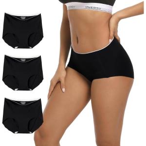 imageINNERSY Womens Seamless No Show Underwear High Waist Panties Invisible Light Underwear 3PackBlack