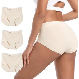 imageINNERSY Womens Seamless No Show Underwear Quick Dry Panties Nylon Briefs 3PackBeige