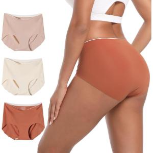 imageINNERSY Womens Seamless No Show Underwear Quick Dry Panties Nylon Briefs 3PackCaramel Cream