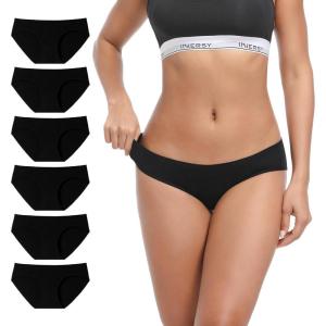 imageINNERSY Womens Underwear Soft Cotton Low Rise Panties Breathable Briefs 6 Pack6 Black
