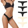 imageINNERSY Womens Seamless Underwear Nylon Sexy Thongs No Show Womens Panties 5 PackBlackBeige
