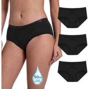 imageINNERSY Womens Period Underwear Heavy Flow Bamboo Viscose Hold 4 Tampons Leakproof Panties 3PackBlack
