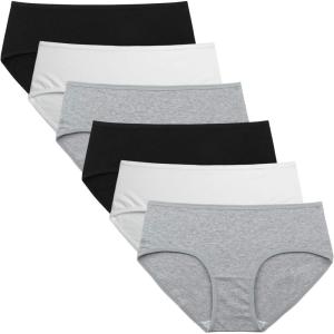 imageINNERSY Womens Underwear Cotton Hipster Panties Regular ampamp Plus Size 6PackBlackwhitegrey