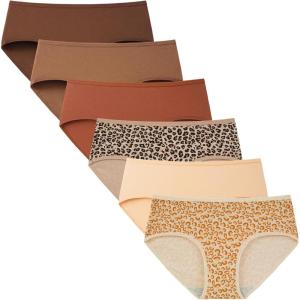 imageINNERSY Womens Underwear Cotton Hipster Panties Regular ampamp Plus Size 6PackLeopard Print