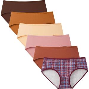 imageINNERSY Womens Underwear Cotton Hipster Panties Regular ampamp Plus Size 6PackRetro Plaid