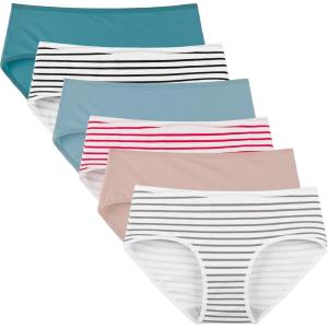 imageINNERSY Womens Underwear Cotton Hipster Panties Regular ampamp Plus Size 6PackSolid Colors and Stripes